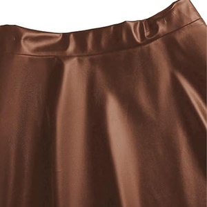 Jupe mini trapèze en satin pour femme, couleur unie, plissée, taille haute, tissu brillant, toutes saisons - Product Image 5