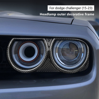 Cadre de décoration extérieur de phare en fibre de carbone véritable Blackstone, adhésif 3M, compatible avec Dodge Challenger 2015-2023, garniture de phare