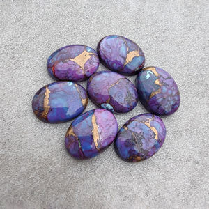 Pierre précieuse ovale en turquoise cuivrée de qualité AAA+, polie, calibrée, cabochon, pour la fabrication de bijoux - Product Image 1