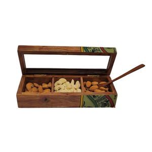 Factory Wholesale Eco-Friendly Polished Round Mango Wood Serving Trays Custom Logo Snacks Dry Fruit Candy <b>Box</b> Home Use Christmas - Product Image 3