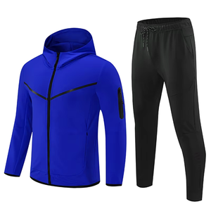 Unisex Tracksuit Set Solid Purple Full <b>Zip</b> <b>Hooded</b> Jacket Black Pants Long Sleeve Quick Dry Sporty Regular Fit Autumn Wear trendy - Product Image 4