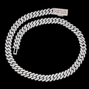 Collar de Cadena Cubana FATBOY para Hombre, Chapado en Plata 925 con Diamantes de Moissanita, Estilo Hip Hop, Cadena de Eslabones Tipo Cuchilla con Micro Pavé Completo - Product Image 4