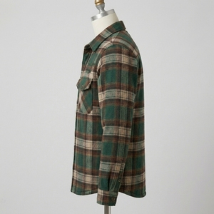 Men's Plaid <b>Flannel</b> Shirt <b>Jacket</b> With Polyester Lining Turn-down Collar Button Closure Winter Workwear Style <b>Flannel</b> <b>Jacket</b> - Product Image 3