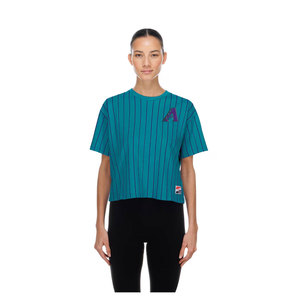 Camiseta de manga corta con estampado de rayas y corte holgado para mujer, New Era MLB de los Arizona Diamondbacks, edición City Connect, estilo retro, de malla transpirable. - Product Image 1