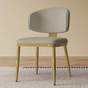 Set di Design moderno di 2 sedie da pranzo in pelle di cuoio per cucina e sala da pranzo in colore grigio - Product Image 2