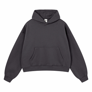 Sweat-shirt à capuche unisexe en molleton de coton surdimensionné, couleur unie, décontracté, avec poche avant, longueur normale, pour l'automne - Product Image 5