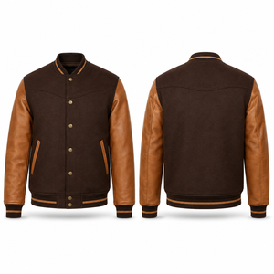 Mens Wool Body Varsity Jacket Leather Sleeves Embroidered Letter <b>Patches</b> Classic College Winter Outerwear Wholesale Supplier - Product Image 6