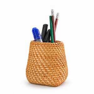 Portalápices de Ratán Tejido a Mano, Ecológico, Color Natural, Caja de Almacenamiento, Logotipo Personalizado, Tamaño y Forma Estándar, Organización de Escritorio, Hogar - Product Image 1