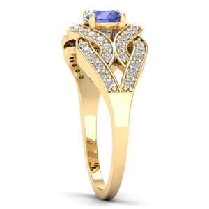 Bagues de fiançailles REYES en or massif 14 carats de haute qualité avec moissanite, bijoux de mariage élégants avec pierre précieuse tanzanite pour femmes - Product Image 3