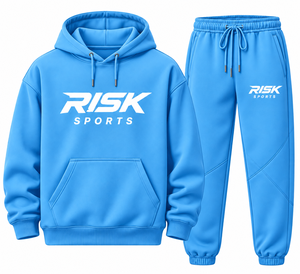Ensemble jogging et sweat à capuche en polaire bleu pour homme avec poches – Tenue décontractée de sport - Product Image 1