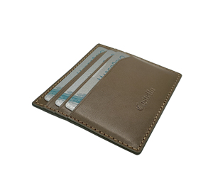 Portefeuille porte-cartes en cuir véritable fin [Castello] pour homme et femme, logo embossé, style tendance, 100 % inspecté qualité, multi-usages, ouvert - Product Image 1