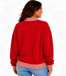 Sweat-shirt décontracté surdimensionné en molleton de coton pour femme, col montant personnalisé, manches longues, collection automne, vente en gros - Product Image 3