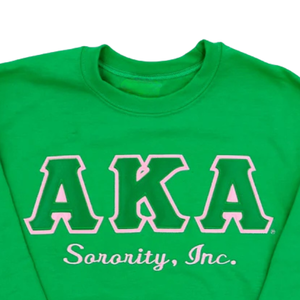 AKA Sorority Inc <b>Green</b> Crewneck Sweatshirt Embroidered Greek Letter Women's Pullover <b>Green</b> Color - Product Image 5
