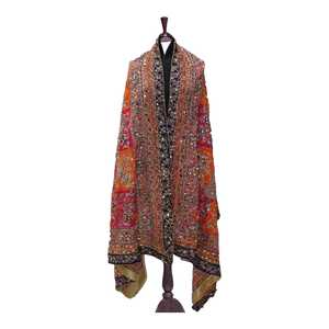 Antique Indian Banjara Mirror Work Kutch Hand Embroidered Printed 100% <b>Silk</b> Women's Ethnic Shawls & <b>Scarves</b> Wholesale - Product Image 1