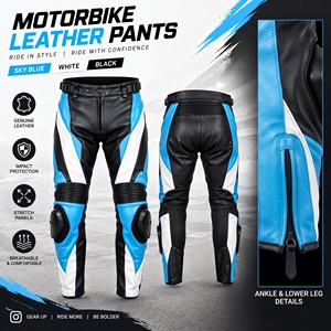 High Quality Motorbike Cycling <b>Leather</b> Trousers Motorcycle <b>Leather</b> Biker <b>Pants</b> <b>Men</b> Women Moto Racer Biker <b>Leather</b> <b>Pants</b> - Product Image 5