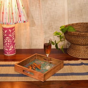 Bandeja Cuadrada de Madera Esmaltada de Primera Calidad con Diseño Floral para Café, Té y Desayuno, Fabricante OEM ODM - Product Image 5