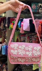 Bolso de hombro estilo bohemio indio para mujer, con cuentas, para fiesta, compras, noche, hecho a mano, con cierre de cremallera. - Product Image 2