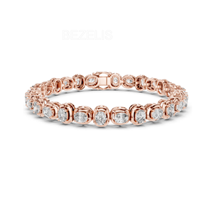 Brillante brazalete de diamantes cultivados en laboratorio con corte brillante de 82 quilates de peso total, engastado en bisel, con diamantes ovalados y redondos, elaborado artesanalmente por expertos. - Product Image 5