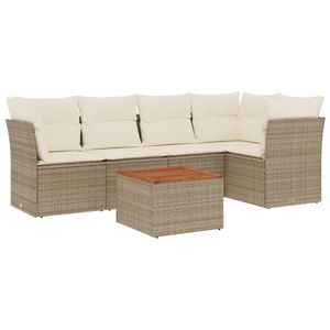 Grand ensemble de canapés de jardin modulaires en polyrotin beige, meubles d'extérieur confortables et élégants - Product Image 2
