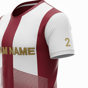 Camiseta de Fútbol para Hombre, Cuello en V, Color Granate y Blanco, Manga Corta, Poliéster que Absorbe la Humedad, Ajustada, con Impresión del Nombre del Equipo, para Todas las Temporadas - Product Image 4