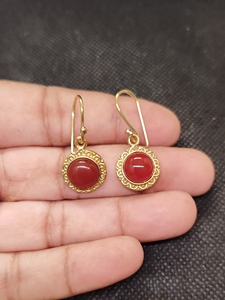 Boucles d'oreilles en laiton avec pierres rouges, bijoux ethniques faits à la main avec pierres précieuses pour les acheteurs en gros - Product Image 2