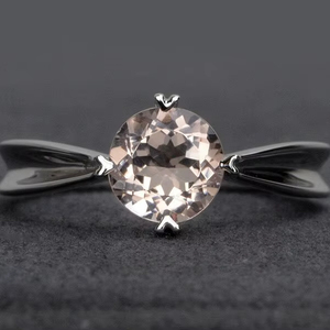 Anillo de compromiso de morganita solitario de plata de ley, joyería fina para mujer, anillo de promesa nupcial - Product Image 1