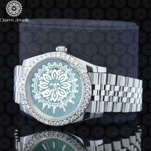Montre de luxe pour homme Charm Jewells en acier inoxydable, cadran de 30 mm, mouvement mécanique analogique, lunette sertie de diamants, résistance à l'eau 10 bars - Product Image 5