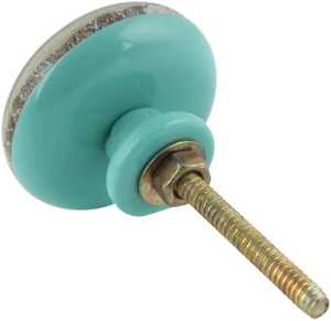 Bouton de meuble en résine écologique fait main, rond, turquoise émaillé avec motif ange pour la décoration intérieure - Product Image 2