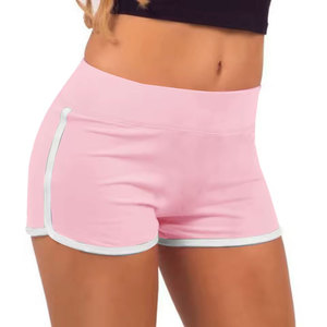 Shorts Casuales Negros de Cintura Alta con Ribete Gris, Secado Rápido, Estilo Deportivo para Mujer, Estampado Floral, Mezcla de Algodón - Product Image 2