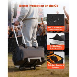 1680D Padded File Gig Bag Wheels 6 Detachable Dividers Travel Storage Music <b>Gear</b> Case for DJs Rolling DJ <b>Cable</b> Bag Professional - Product Image 3