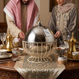Luxury Stainless Steel Spherical Chafing Dish with Modern Wire Stand Premium <b>Buffet</b> Set Food <b>Warmer</b> for Gulf Catering & Hotels - Product Image 5