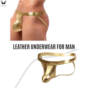Premium Quality Adjustable Straps Sexy Underwear Gothic <b>Harness</b> Style Golden Color Durable Lightweight Club Wear <b>Leather</b> Jocks - Product Image 4