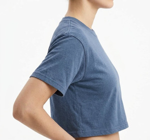 Custom Heavyweight Cotton Cropped T Shirt Blank Drop Shoulder Boxy Fit Streetwear Women Plain <b>Crop</b> <b>Top</b> Short Sleeve Tees - Product Image 5