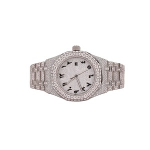 Reloj de Cuarzo Cuadrado con Incrustaciones de Moissanita para Mujer, Caja de Aleación, Esfera Morada, Correa de Acero Inoxidable con Cierre de Hebilla, 41 mm - Product Image 4