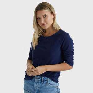 เสื้อยืดแขนยาวผู้หญิงขายส่ง สำหรับฤดูใบไม้ผลิและฤดูใบไม้ร่วง ทรงเข้ารูป คอกลม เสื้อพื้นฐาน เสื้อยืดเรียบๆ - Product Image 6