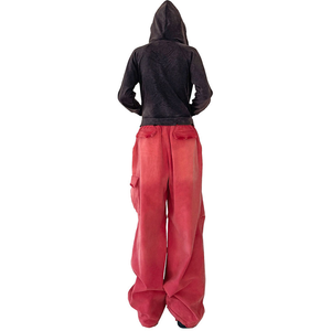 Men's Wide Leg Cargo Pants <b>Elastic</b> <b>Waist</b> Gradient Color Streetwear Casual <b>Trousers</b> - Product Image 4