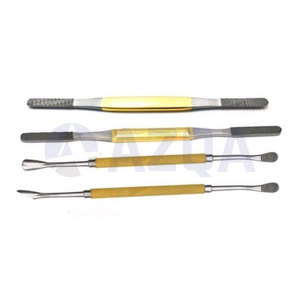 Juego de 4 raspadores nasales Fomon de acero inoxidable de doble punta con mangos texturizados dorados para rinoplastia, otorrinolaringología y cirugía plástica - Product Image 2