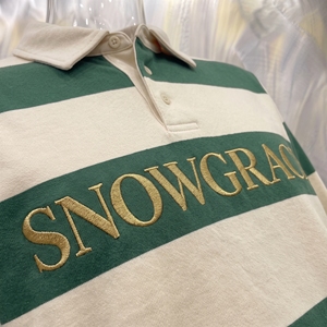 เสื้อโปโลแขนยาวลายทางสโนว์เกรซ คอปกพับได้ ปักโลโก้ ผู้ชาย ทรงปกติ ใส่ได้ทุกฤดู - Product Image 6