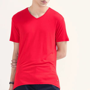 T-shirt décontracté pour homme à col en V, manches courtes, coton léger, respirant, séchage rapide, gym, streetwear, t-shirts pour homme - Product Image 4