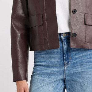 New Fashion Custom Winter 100% Genuine Leather Breathable Women's Cropped Quilted Leather Jackets For Sale - Product Image 5