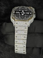 Montre de luxe unisexe en moissanite et diamant, entièrement sertie, bracelet en acier inoxydable, cadran analogique en verre, montre hip-hop avec boîte