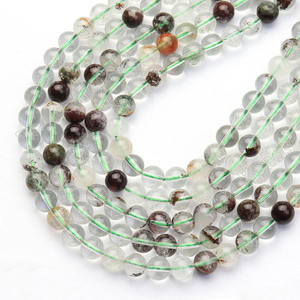 Cuentas de Cuarzo Fantasma Verde Rutilado Lodolite al por Mayor, Piedras Preciosas de Primera Calidad para Joyería, 6mm 8mm 10mm - Product Image 5