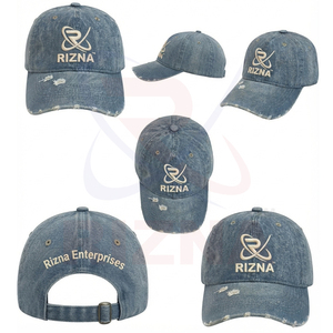 Casquette de baseball unisexe personnalisée OEM RIZNA ENTERPRISES 100 % coton de haute qualité avec logo brodé 3D, 6 panneaux, imprimé, style golf, effet délavé, pour les fêtes - Product Image 6