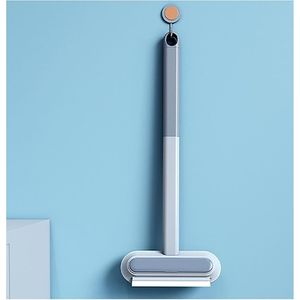 Brosse de nettoyage double face en maille avec manche en plastique bleu de 17,5 x 7,1 pouces pour vitres, carreaux de céramique et écrans - Product Image 4