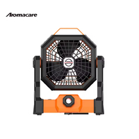 Ventilateur de camping extérieur à énergie solaire, recharge USB, boussole, lumière LED, forte puissance de ventilation, minuterie, pêche, randonnée, batterie 7800mAh, 10W