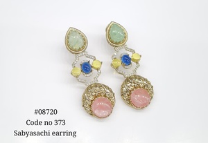 08720Dangle <b>Earrings</b> Cubic Zirconia Mehandi Plated Brass Drop <b>Earrings</b> <b>Red</b> Green White Stone Jewelry for Wedding Party Gift - Product Image 2