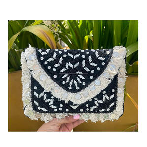 Bolso de mano de diseñador con cuentas hecho a mano de estilo indio, bolso de hombro de fiesta de compras de noche de estilo bohemio, bolso de mensajero para mujer - Product Image 2