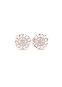 Floral Diamond Stud Earrings Round Brilliant Cut 10K Gold Plated Modern Lab Grown <b>Jewelry</b> for Women Wedding Gift - Product Image 1
