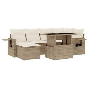 Conjunto de Sofá de Jardín de Ratán PE Beige con Acero con Recubrimiento en Polvo y Vidrio Templado - Product Image 2