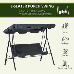 3 Seat Grey Patio Swing Chair - Product Image 1